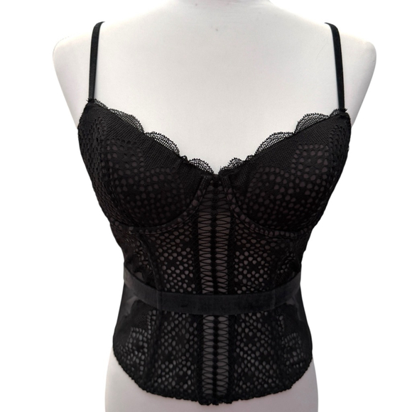 Victoria’s Secret Black Lace Corset Bustier Top 36C Y2K - Picture 2 of 4